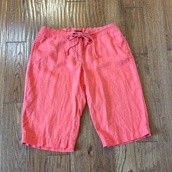 J.Crew 100% linen coral Bermuda short size 10 - Picture 2 of 9